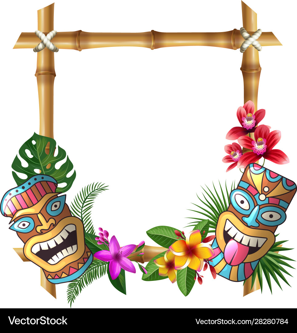 Tiki mask and frame hawaii authentic background Tiki mask and frame hawaii authentic background vector image