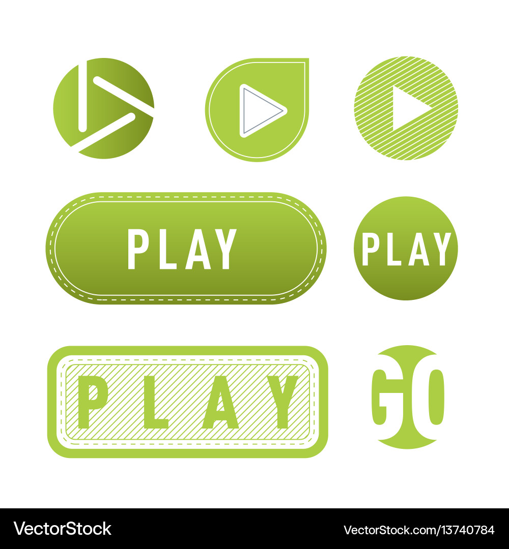 Ui interface green button play media internet Ui interface green button play media internet vector image