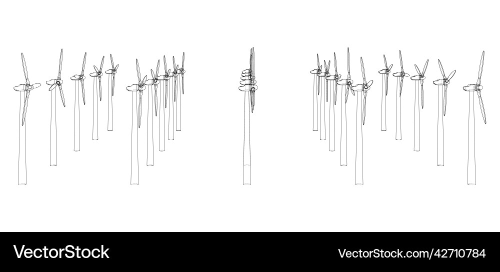 Wind turbines rendering of 3d vector image