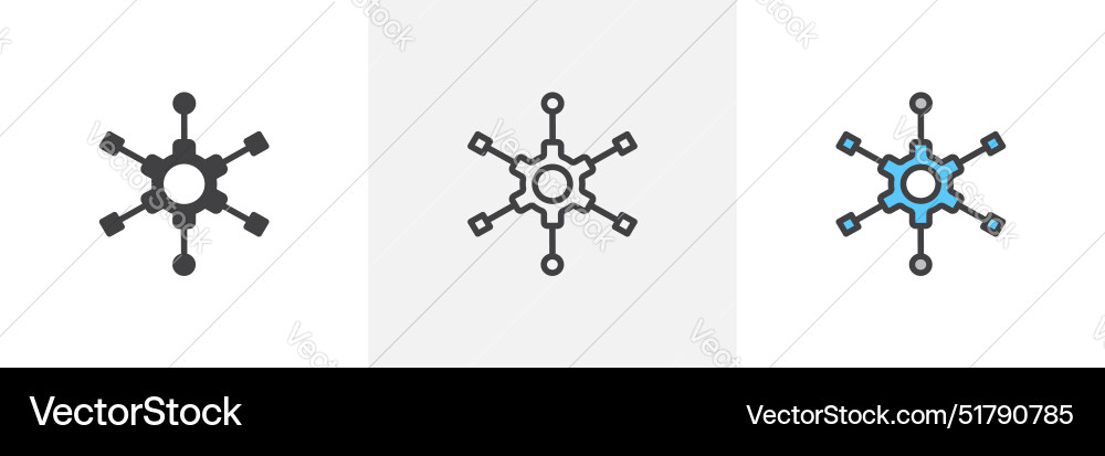 Algorithm icon set black filled and outlined style Algorithm icon set black filled and outlined style vector image