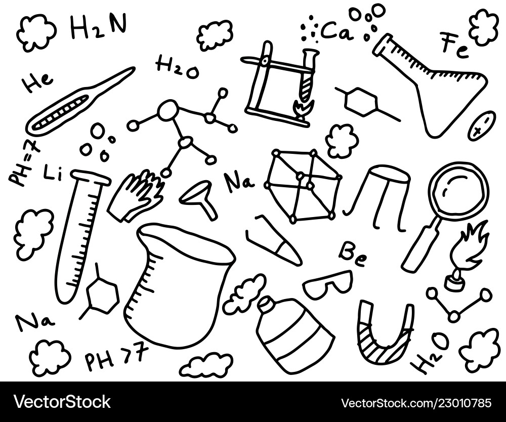 Chemistry chemist doodle education art style Chemistry chemist doodle education art style vector image
