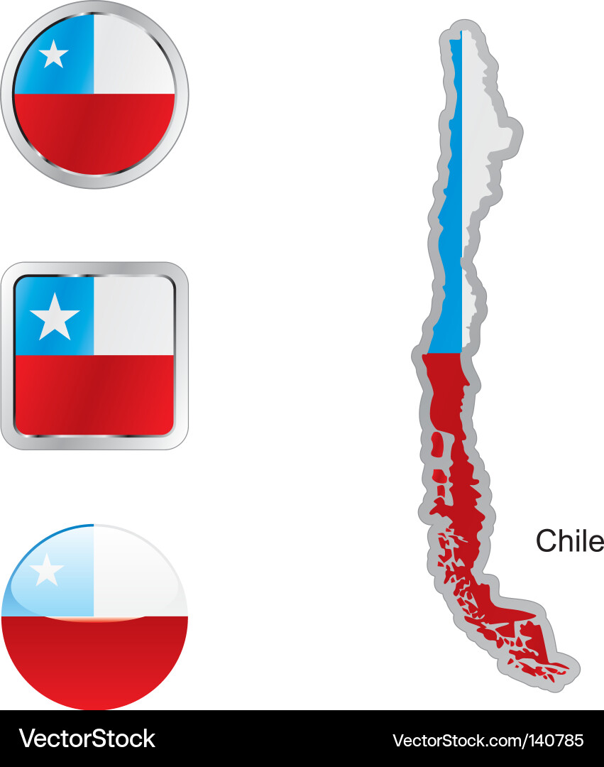 Chile Map & Button Icons Vector Image