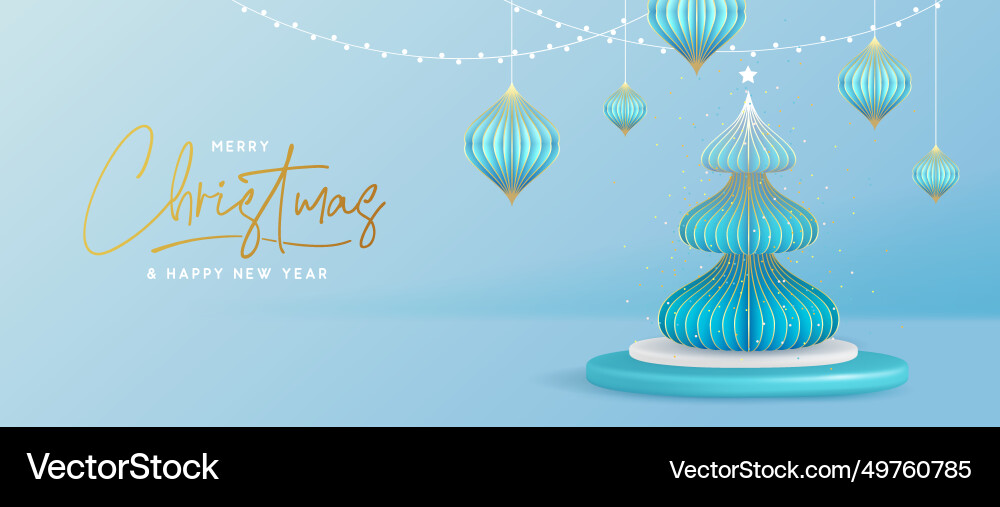 Christmas background with 3d tree Royalty Free Vector Image