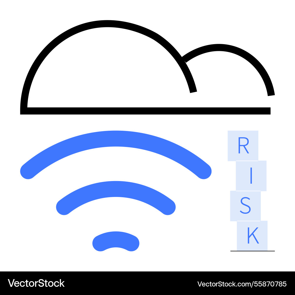 Cloud computing risks concept with wireless signal Cloud computing risks concept with wireless signal vector image