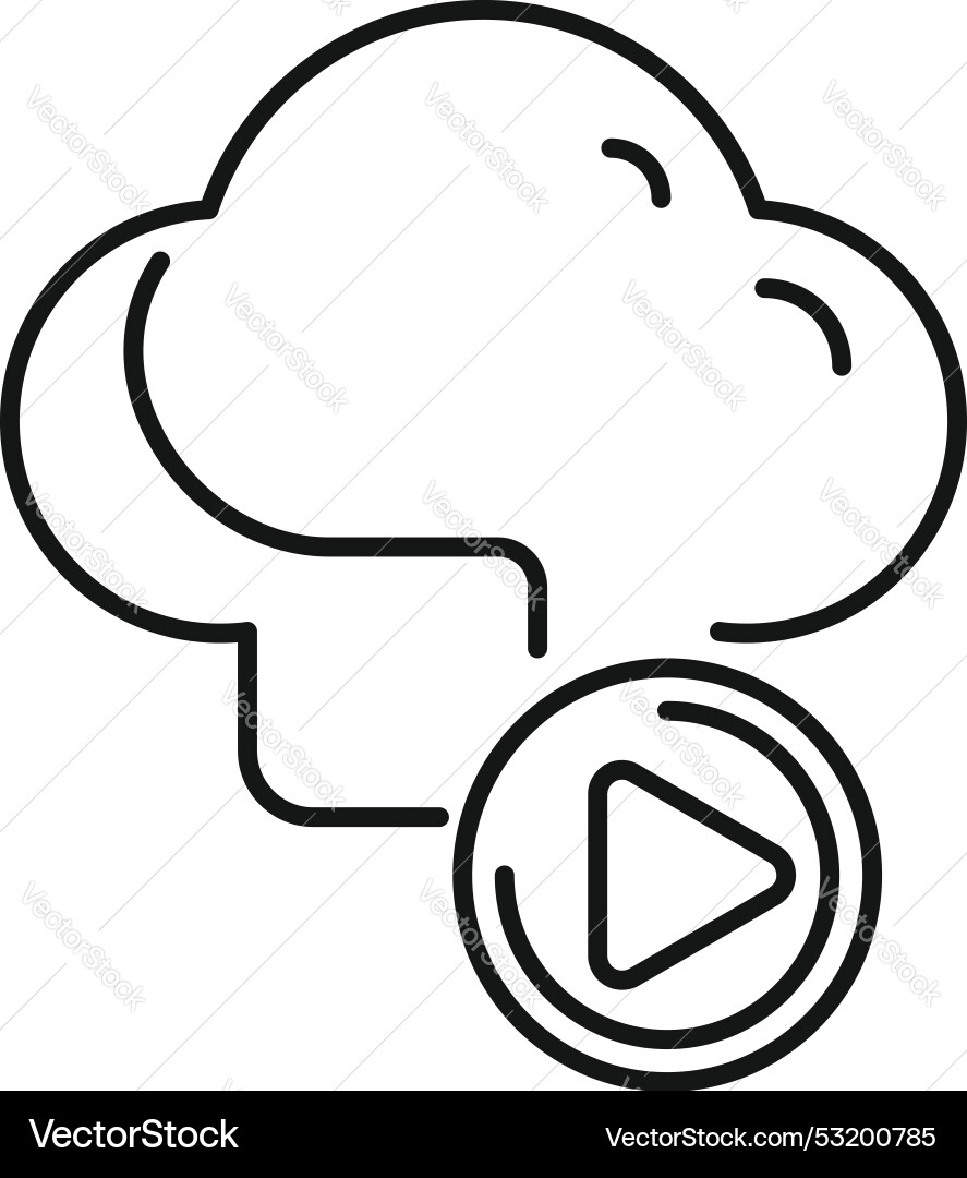 Cloud computing streaming service play button icon Cloud computing streaming service play button icon Vector Image