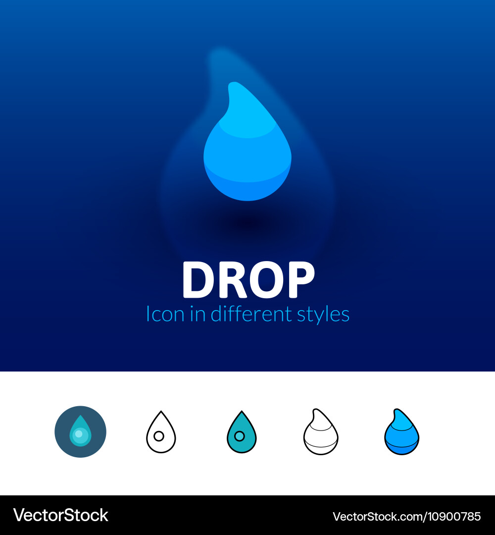 Drop icon in different style Vector Image