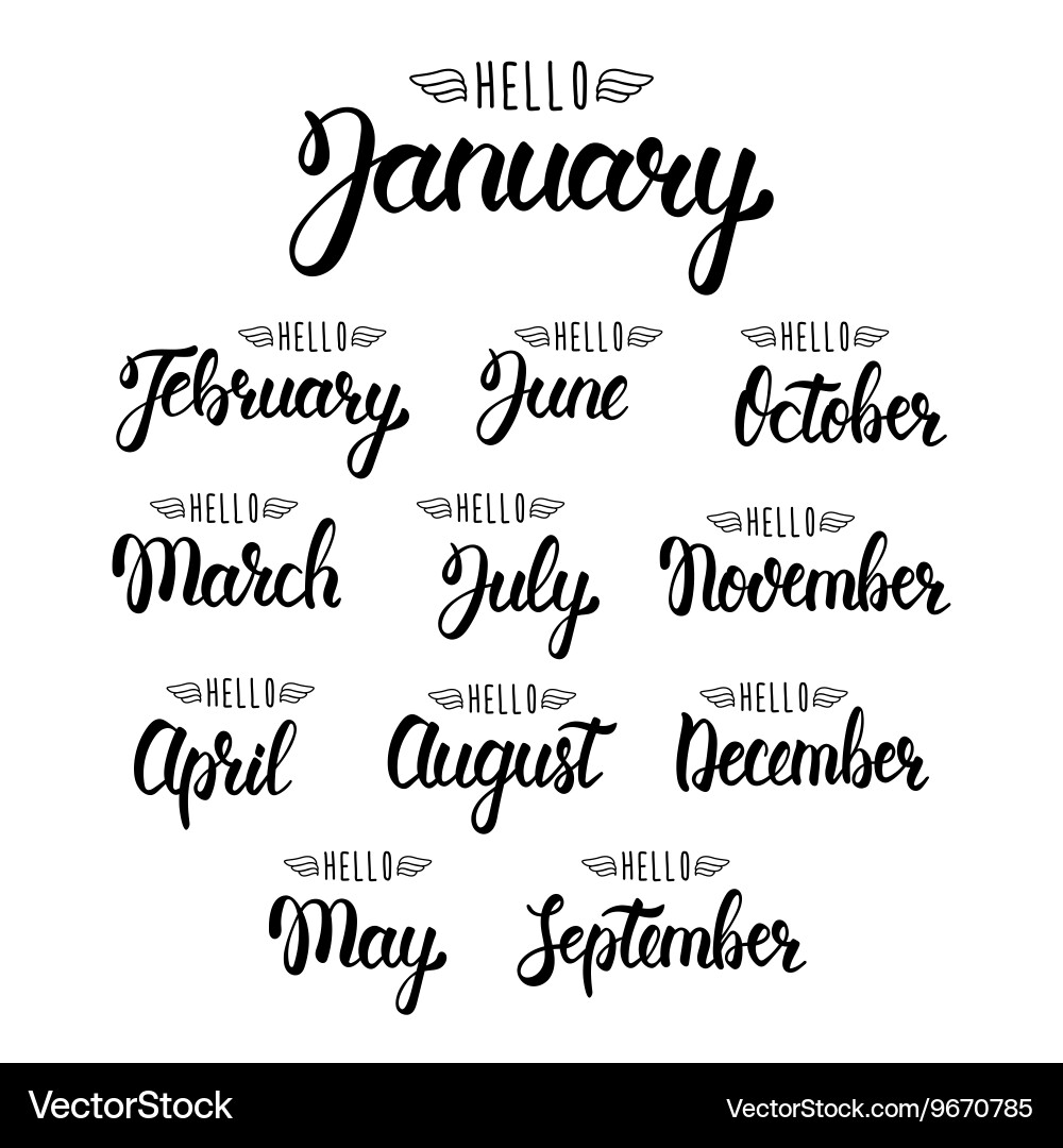 Elegant Monthly Calligraphy Set Vector Image