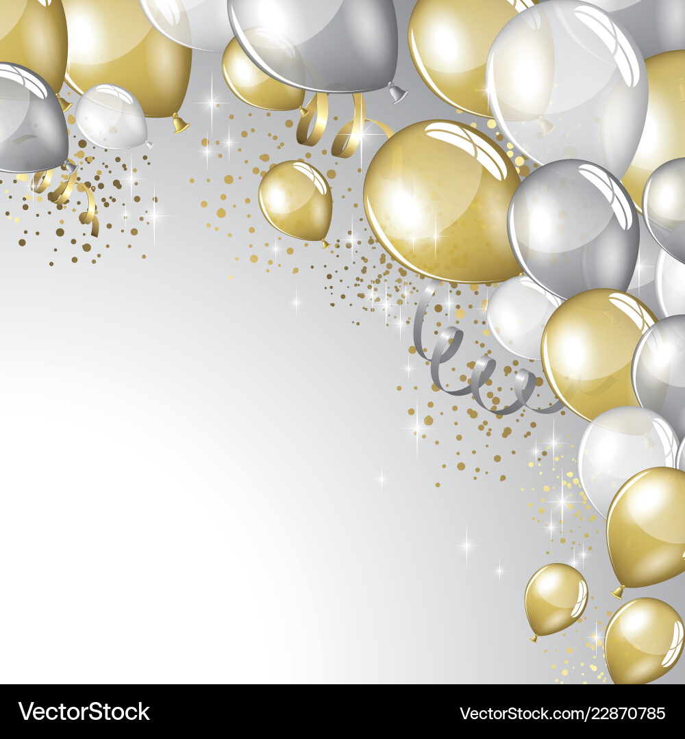 Festive Balloons & Glitter Background Vector Image