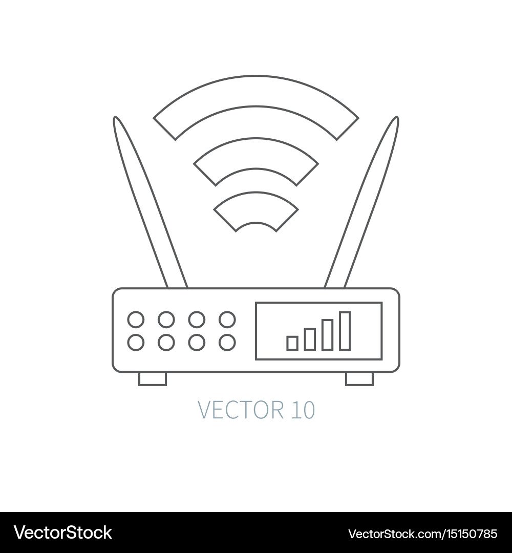 Flat line computer part icon wireless Vector Image