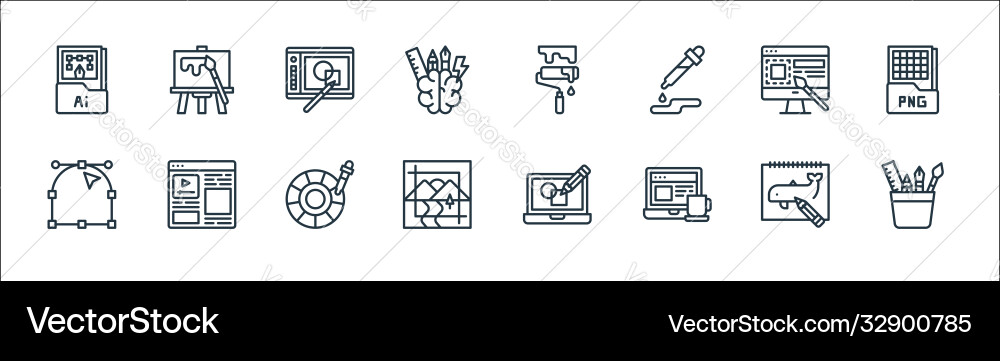 Graphic design line icons linear set quality Graphic design line icons linear set quality vector image