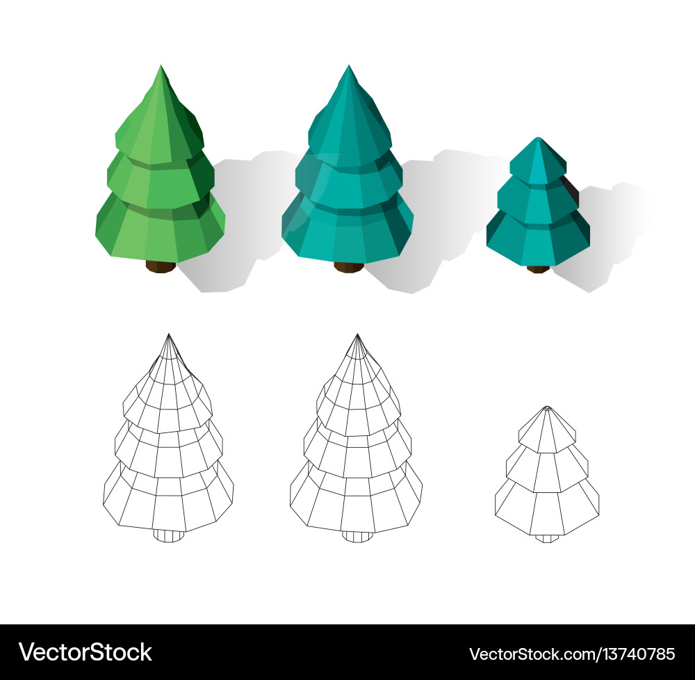 Isometric tree set landscape constructor Isometric tree set landscape constructor vector image