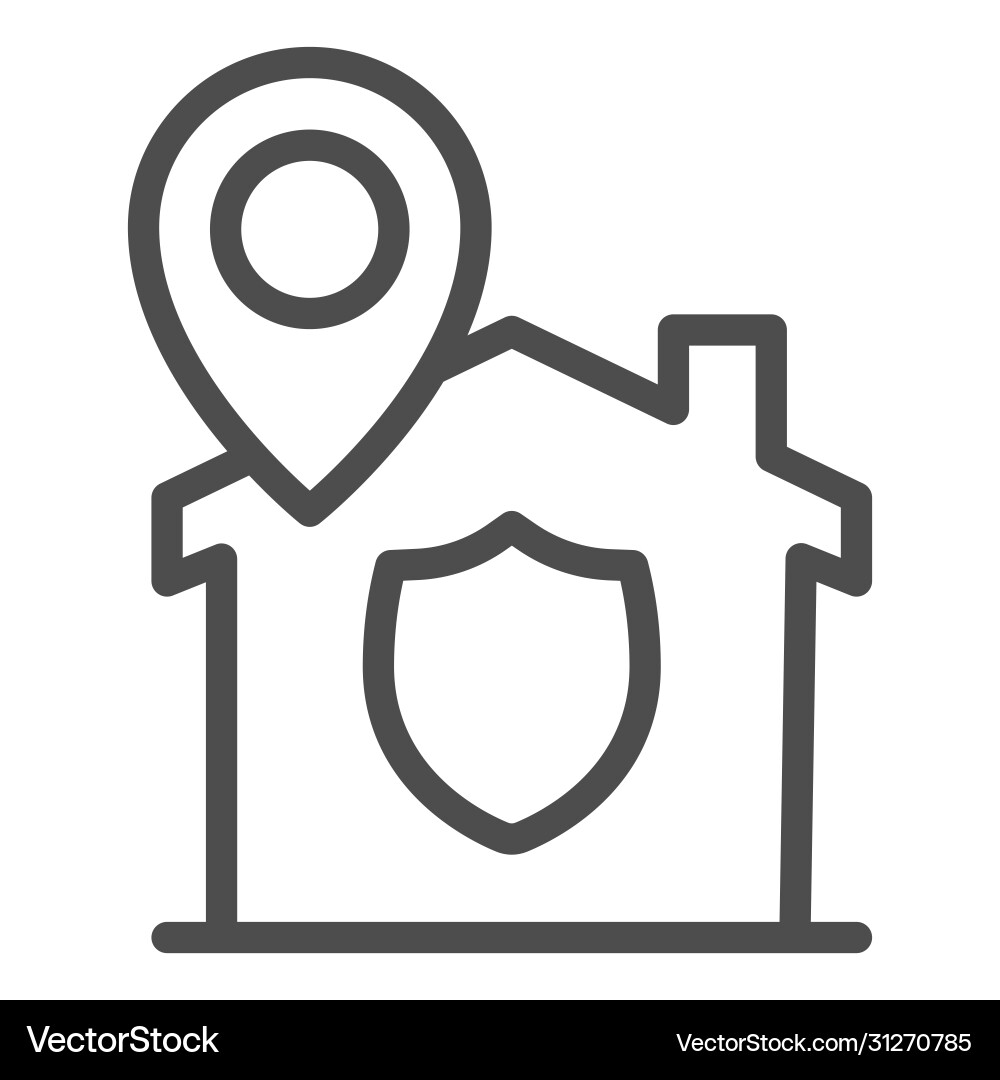 Location pointer and building with protect emblem Location pointer and building with protect emblem vector image