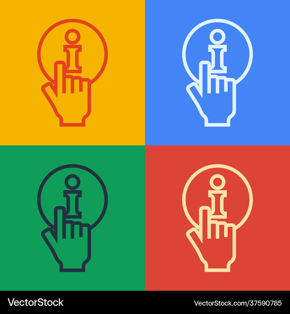 Pop art line information icon isolated on color Vector Image