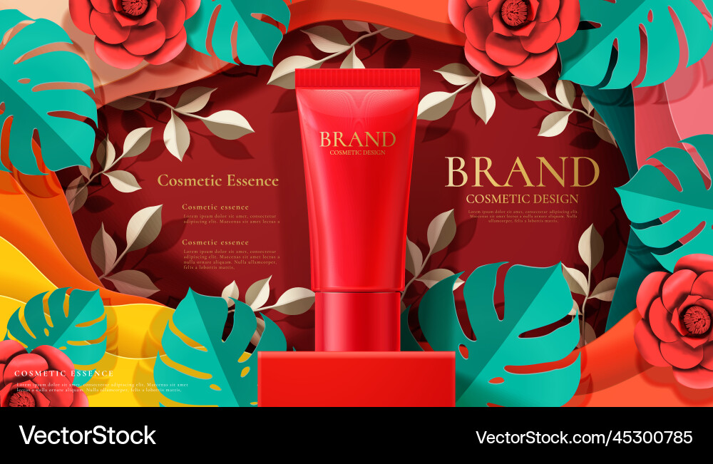 Red cosmetic tube ads Royalty Free Vector Image