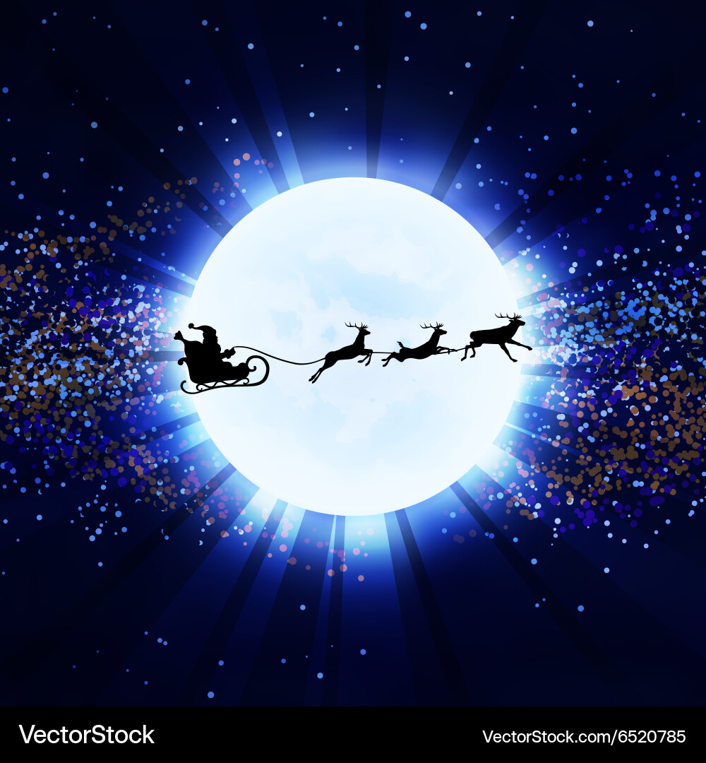 Reindeer and santa claus on moon background Vector Image