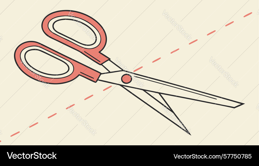 Scissors cutting dashed line precise action Vector Image