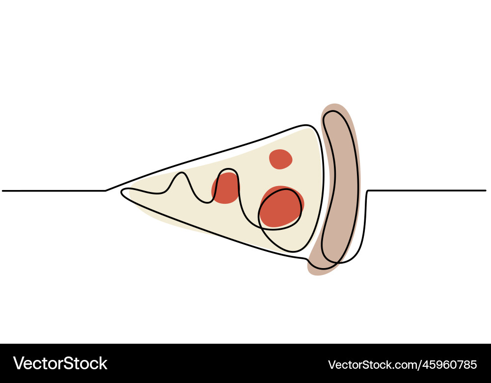 Single continuous line of piece pizza Vector Image
