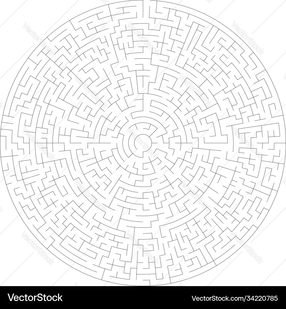 Solvable circle circular maze labyrinth puzzle Vector Image