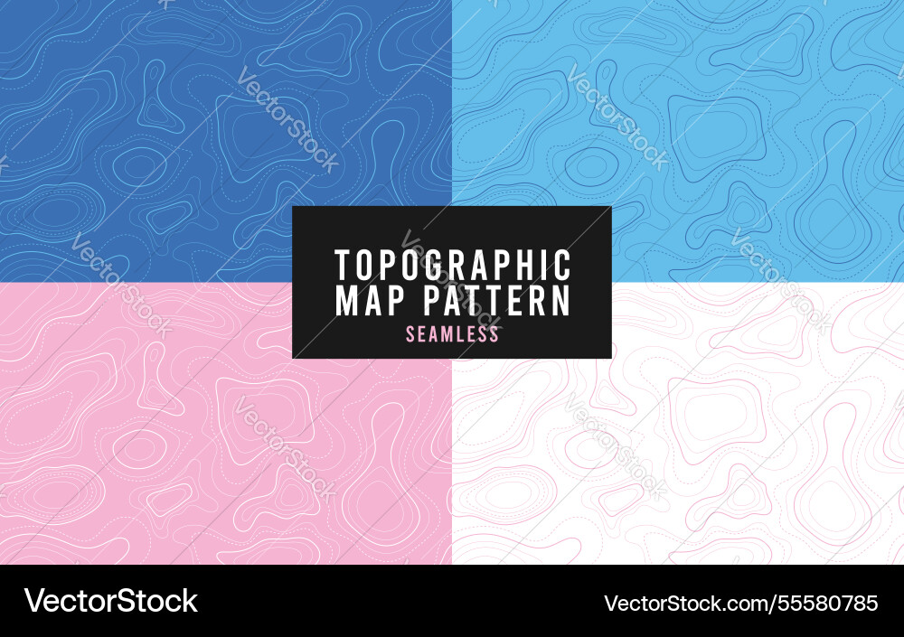 Topographic map set of seamless color pattern Topographic map set of seamless color pattern vector image