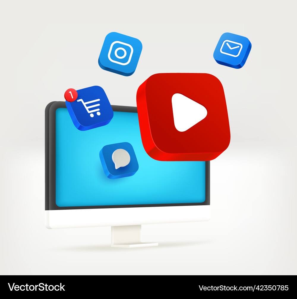Using modern computer for media content 3d Using modern computer for media content 3d vector image