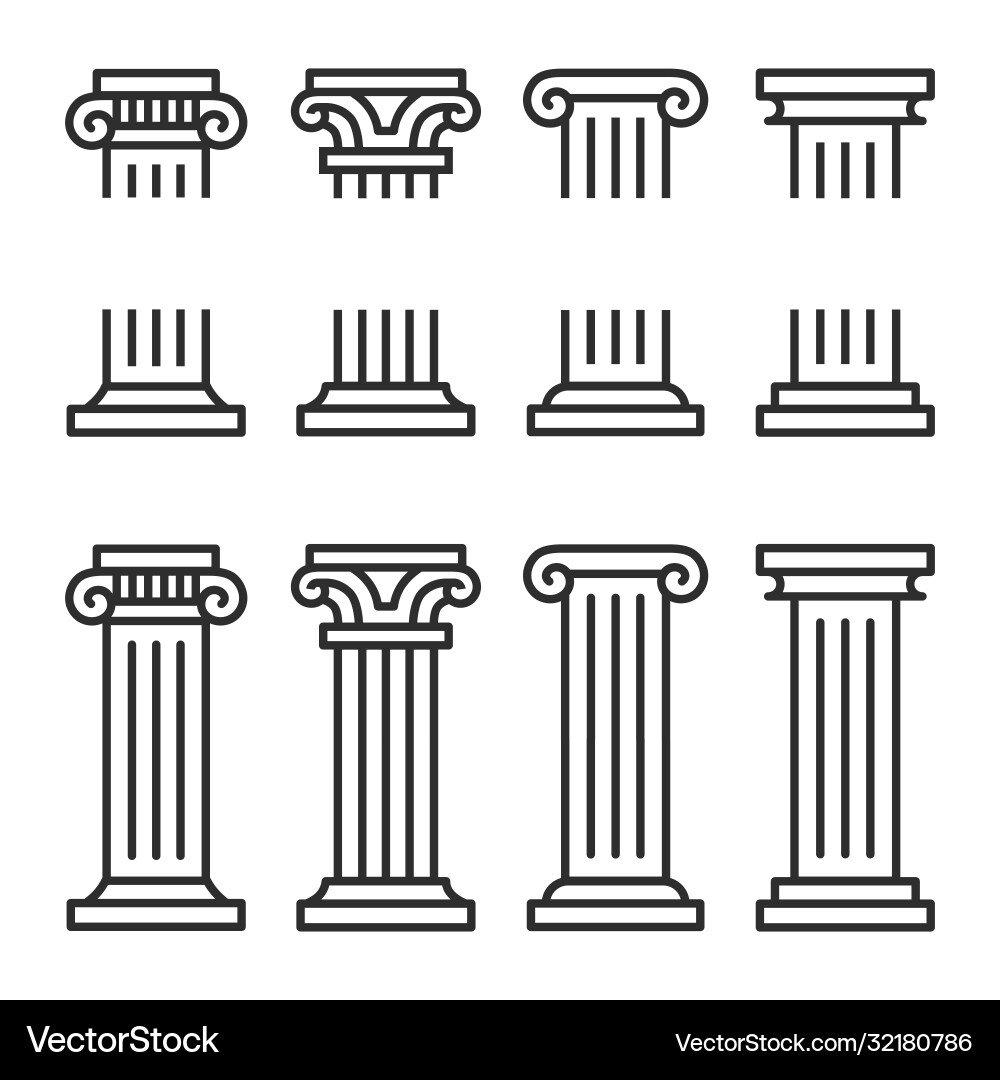 Ancient Column Icon Set - Architecture vector image