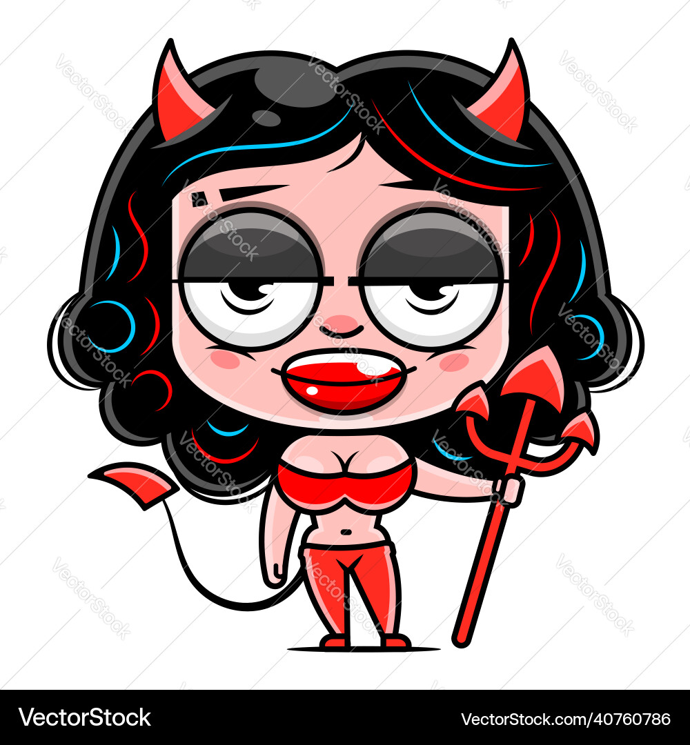 Beautiful athletic devil girl in a yellow bikini Beautiful athletic devil girl in a yellow bikini vector image