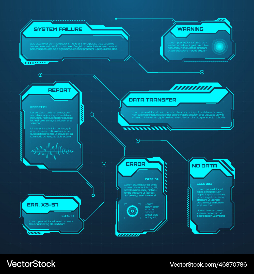 Blue futuristic hud or ui elements sci-fi user Blue futuristic hud or ui elements sci-fi user vector image