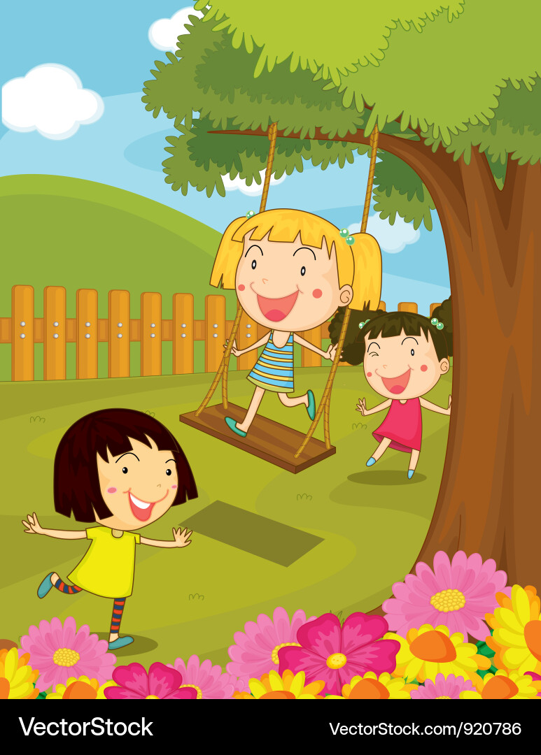 Cartoon of kids in the park vector image