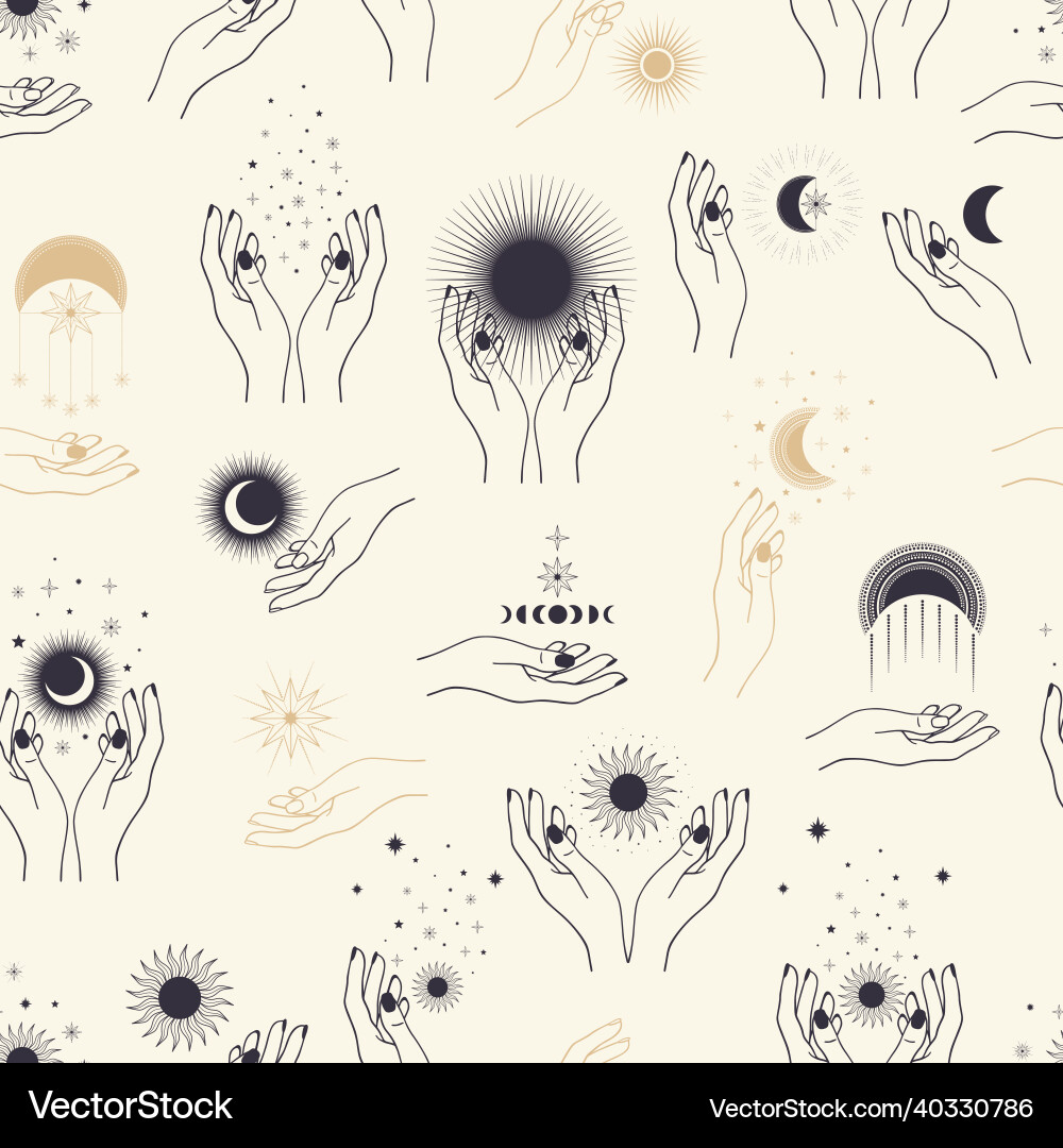 Celestial Hands Pattern vector image