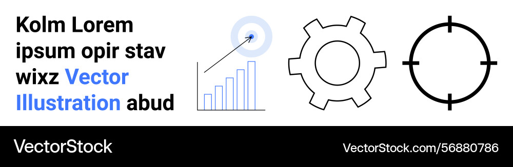 Data analytics with gear bar chart and target Vector Image