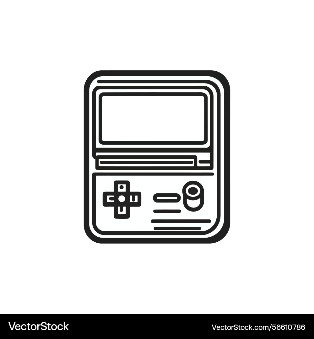 Game console icon with button controls outline vector image