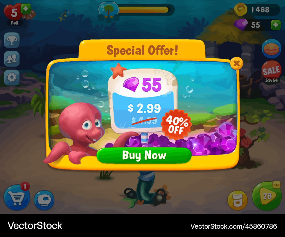 Game UI Pop-up Icons - Level Buttons vector image