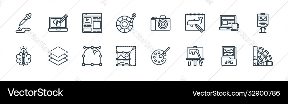 Graphic design line icons linear set quality Graphic design line icons linear set quality vector image