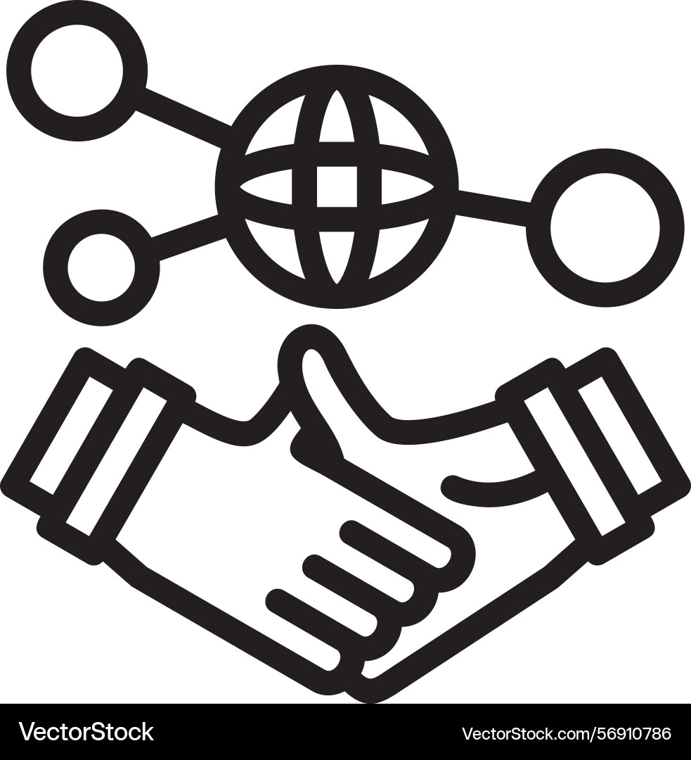 Hand holding a handshake for networking linear vector image
