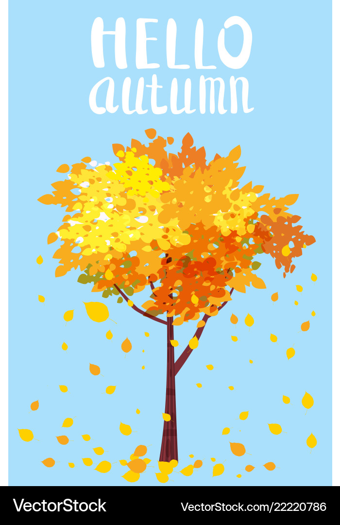 Hello autumn lettering tree with sending Hello autumn lettering tree with sending vector image