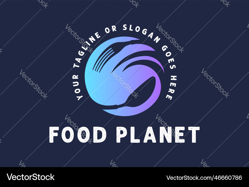 Kreis Planet Erde Mond Globus Löffel Gabel Kreis Planet Erde Mond Globus Löffel Gabel vektorbild