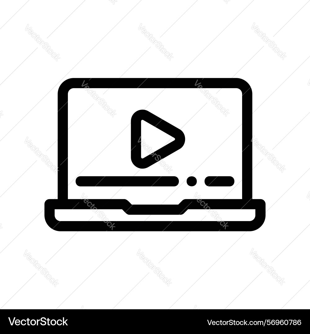Laptop computer outline showing a play button Laptop computer outline showing a play button Vector Image