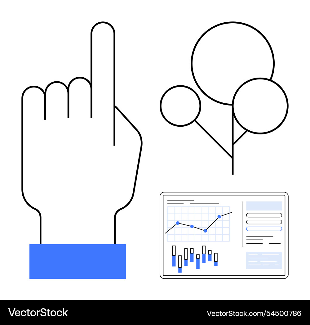 Minimalist hand gesture with digital graph Minimalist hand gesture with digital graph vector image