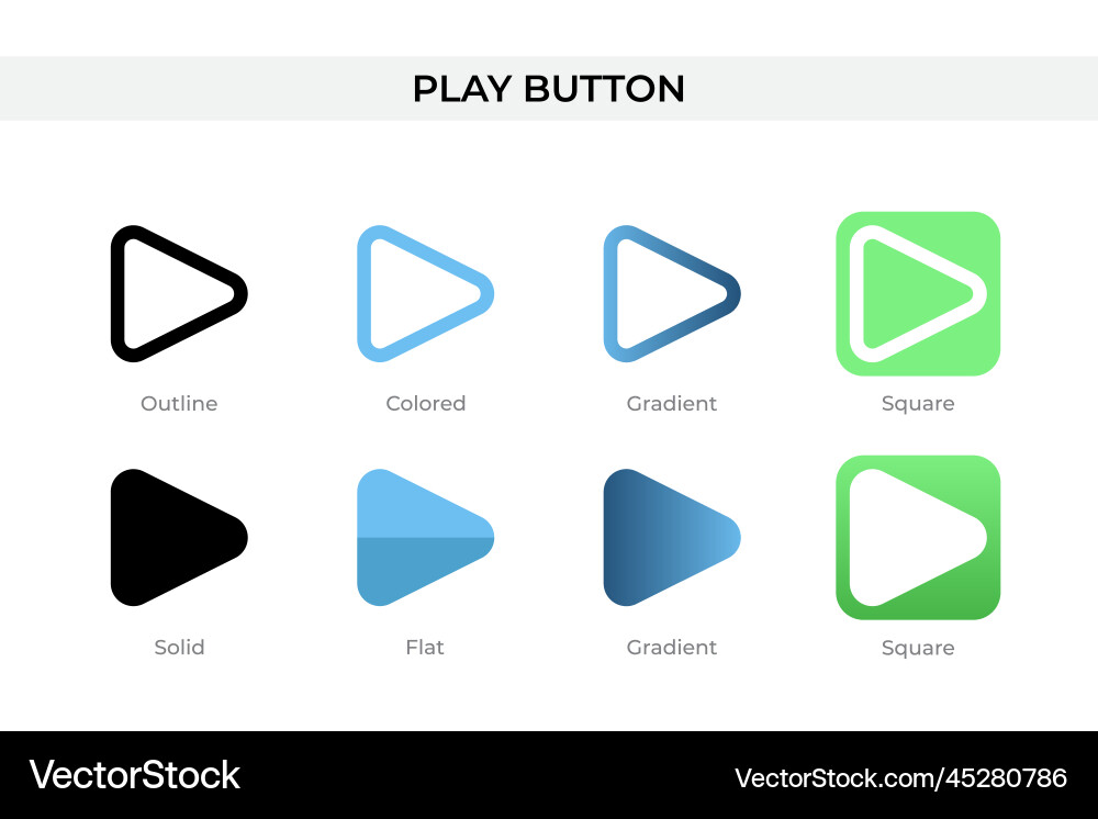 Play button icon in different style Play button icon in different style vector image