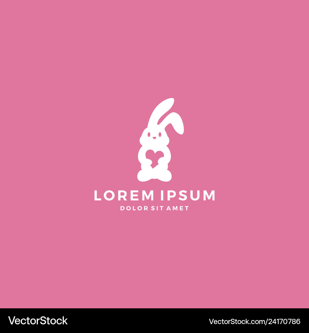 Rabbit Heart Logo - Minimalist Vector Image