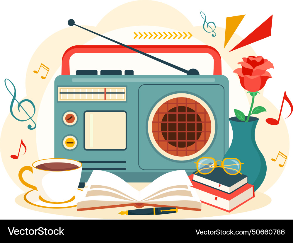 Retro radio with player style for record old Retro radio with player style for record old Vector Image