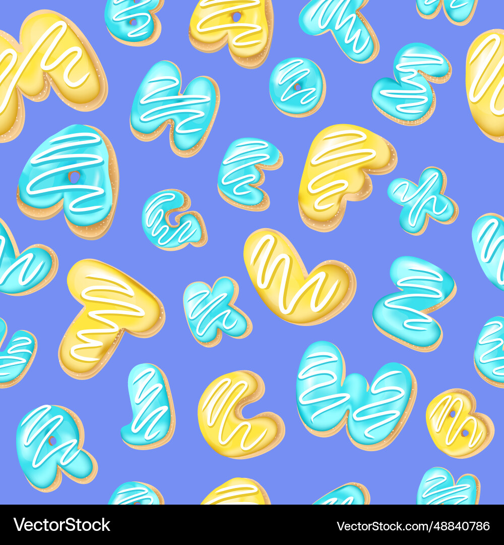 Seamless pattern with letters donuts Vector Image