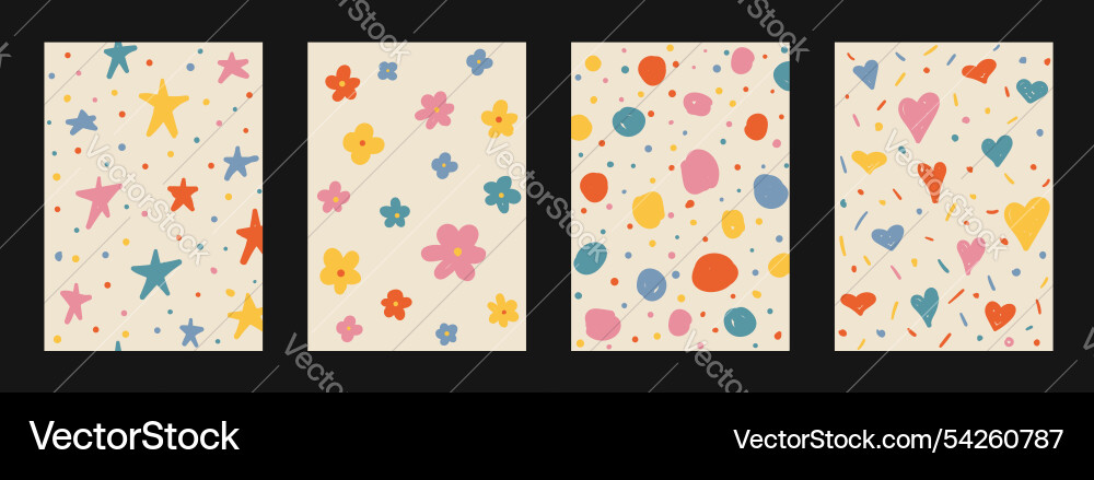 Abstract hand drawn y2k naive patterns set Abstract hand drawn y2k naive patterns set vector image