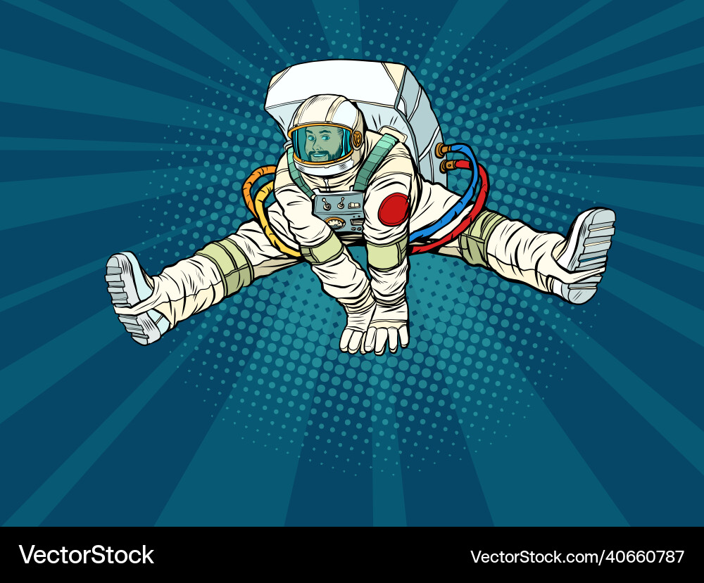 Astronaut rejoices jumping up in a funny pose Vector Image