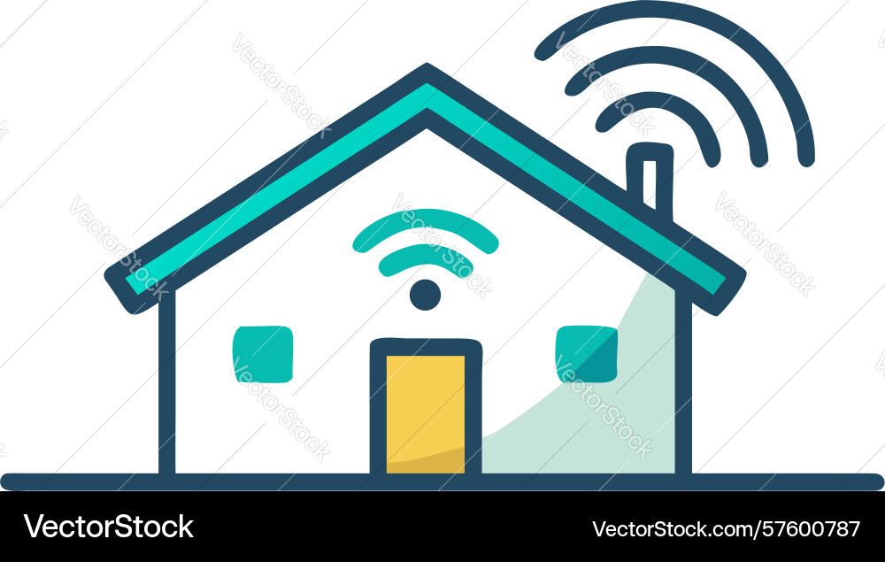 Automated home system icon with centralized vector image