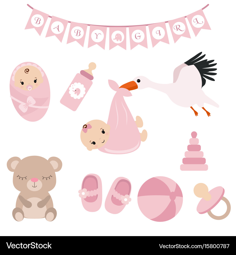 Cute Baby Icons - Newborn Collection Vector Image