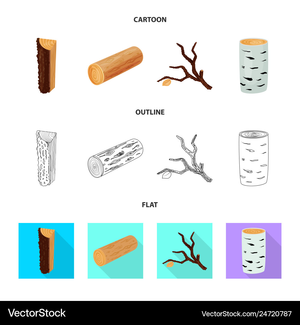 Design of tree and raw icon set Vector Image