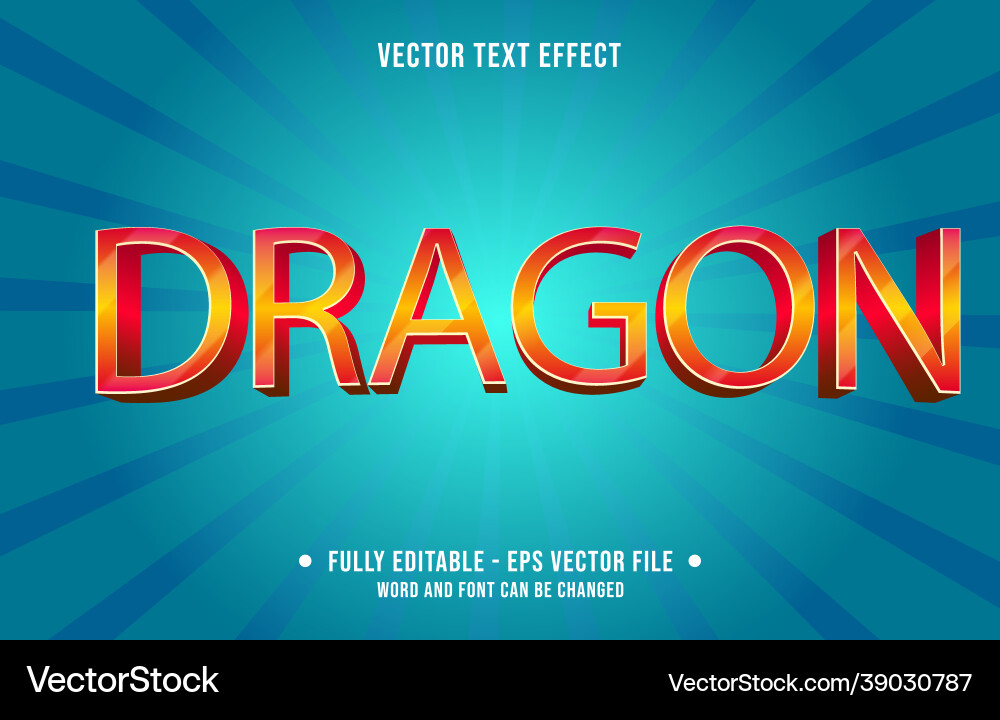 Editable text effect gradient dragon style vector image
