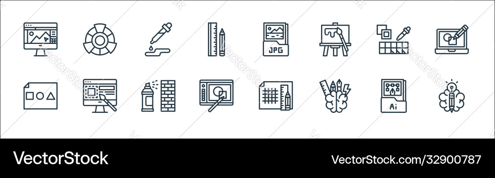 Graphic design line icons linear set quality Graphic design line icons linear set quality vector image