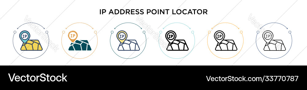 Ip address point locator icon in filled thin line vector image